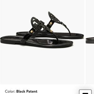 Tory Burch miller sandals black patent size 7